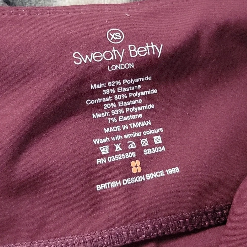 Sweaty Betty Power Mesh Insert Burgundy Plum High Waisted Activewear Legging XS
